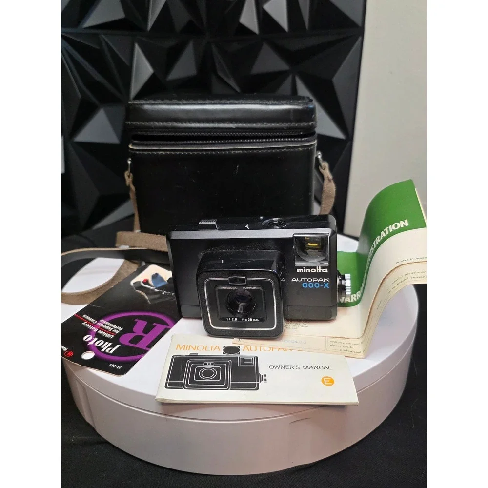 Minolta Autopak 600-X 126 Film Camera Rokkor 38mm 2.8 Lens Case Manual 200480